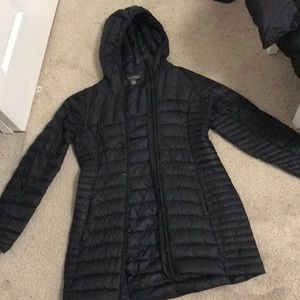 Eddie Bauer petite black long down coat